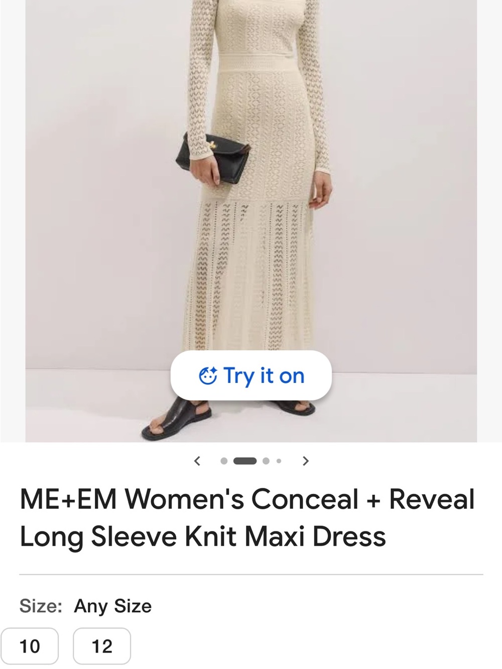 ME+EM Cream Long Sleeve Knit Midi Dress